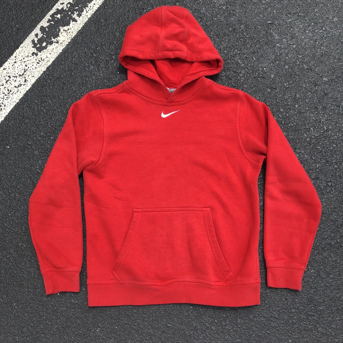 Nike Vintage Red Nike Center Swoosh Hoodie Sweatshirt Youth Travis Scott Grailed