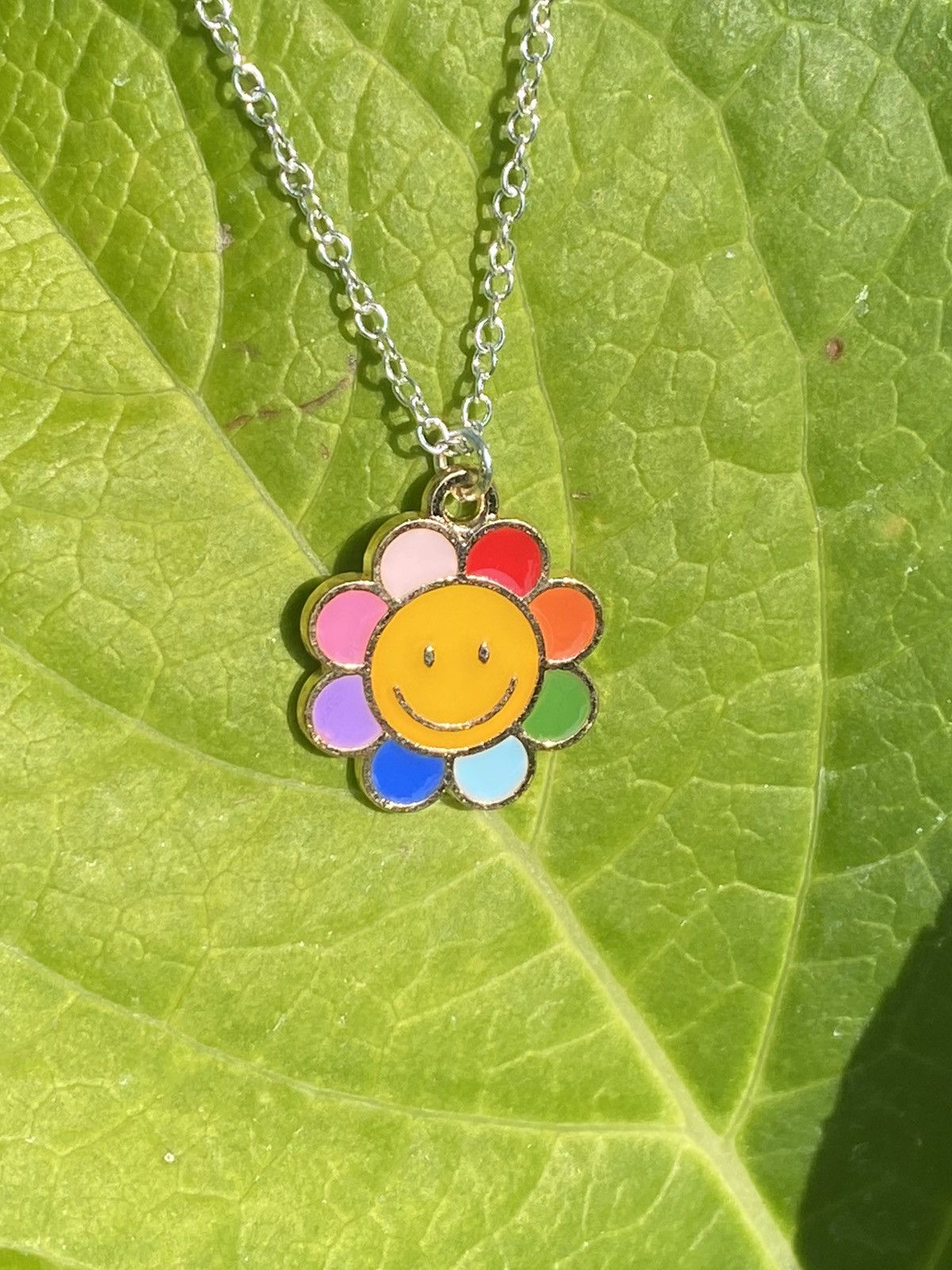Jewelry Rainbow Smiley Face Flower Chain Size ONE SIZE - 1 Thumbnail