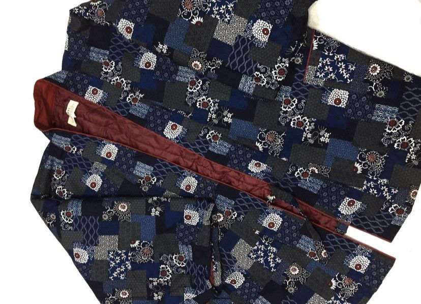 Indigo × Japanese Brand Samue Japaneese Traditional motif Flora hanten kimono Japan Size US L / EU 52-54 / 3 - 4 Thumbnail