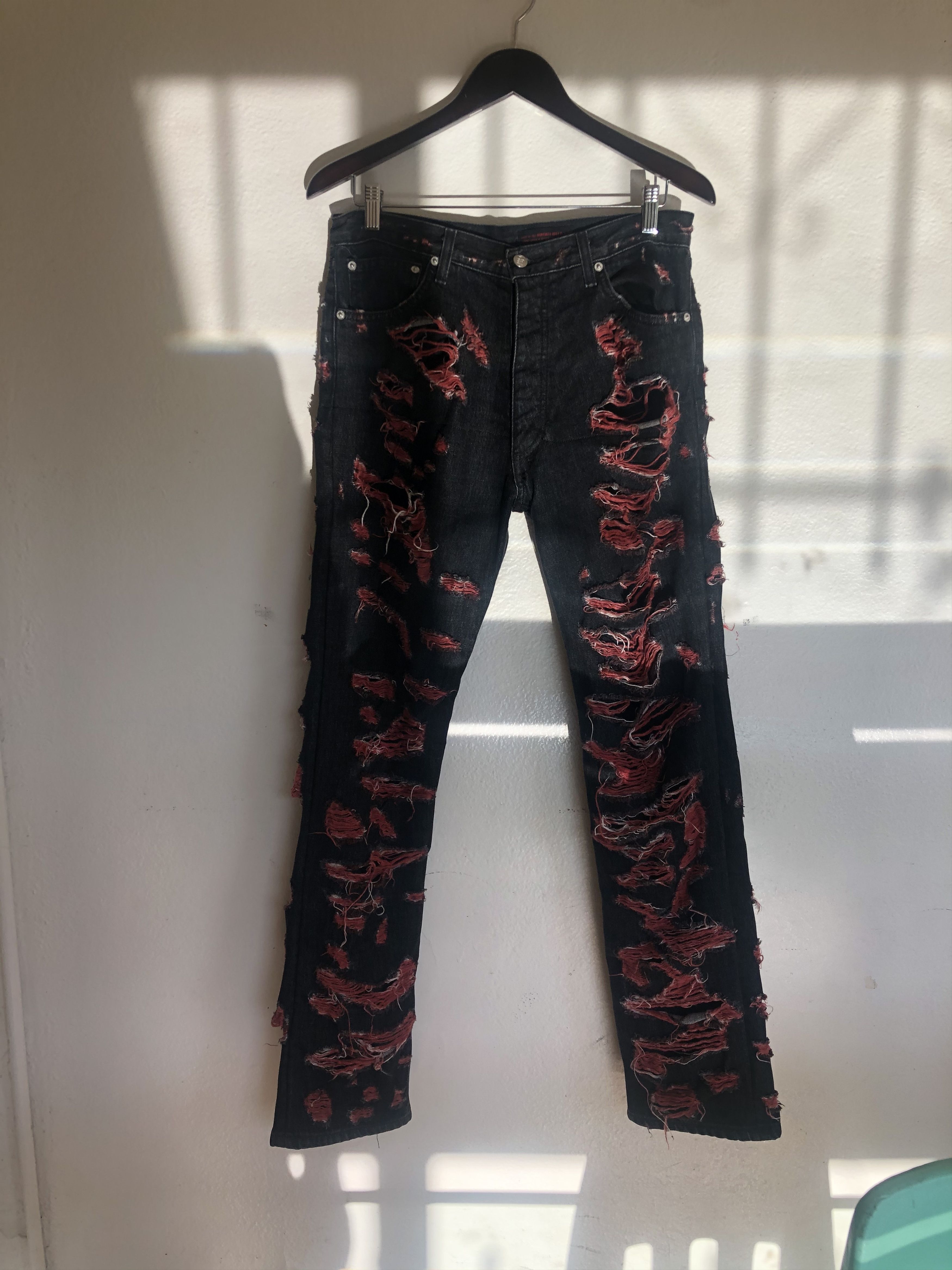 Siberia Hills Spiritual Jeans Black / red | Grailed