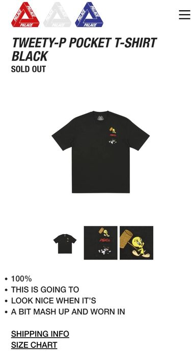 Palace TWEETY-P POCKET T-SHIRT BLACK L - a.horjob.com