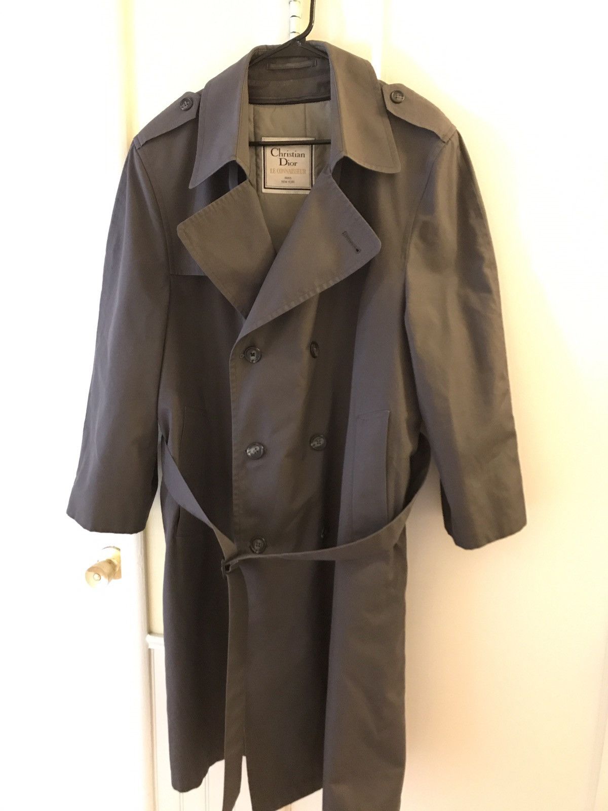 Vintage Christian Dior Le Connaisseur Paris New York Irredescent outlet Trench Coat 46L