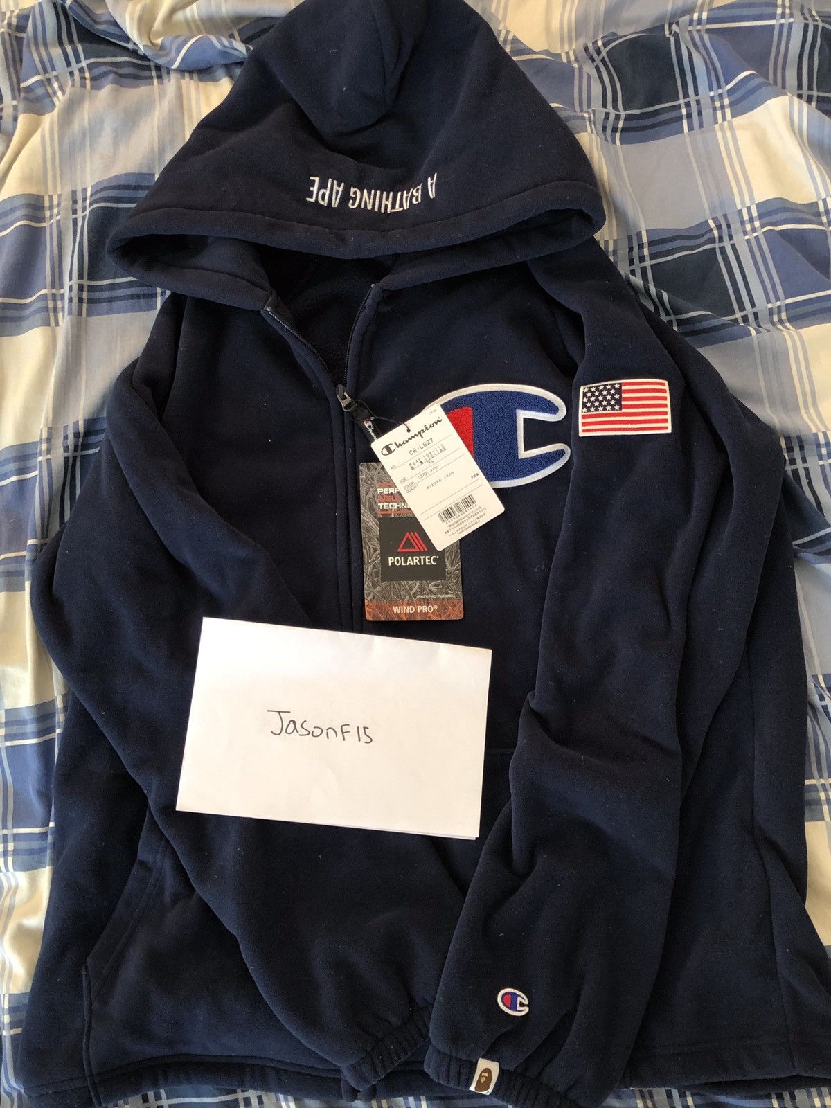 Bape × Champion Bape x Champion Polartec zip up hoodie | Grailed
