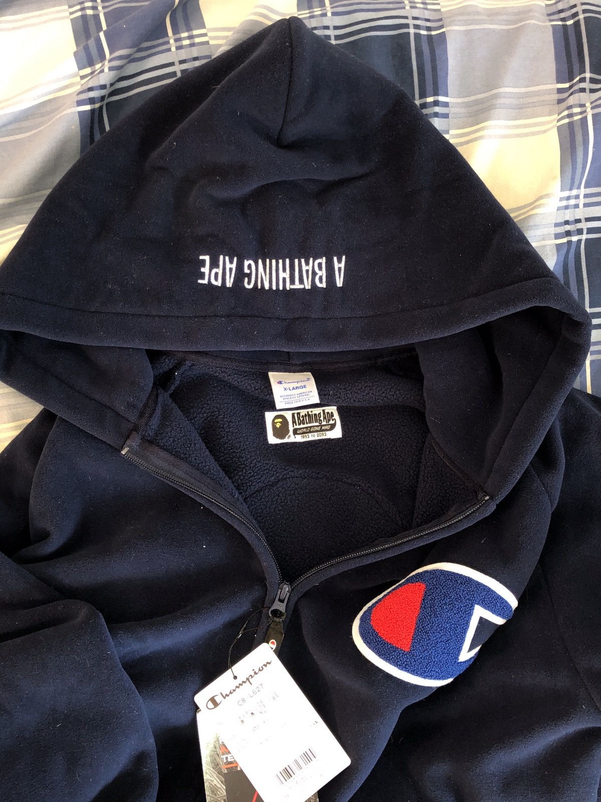 bape×champion コラボパーカー CHAMPION × BAPE HEAD ジップ パーカー Lサイズ グレー a