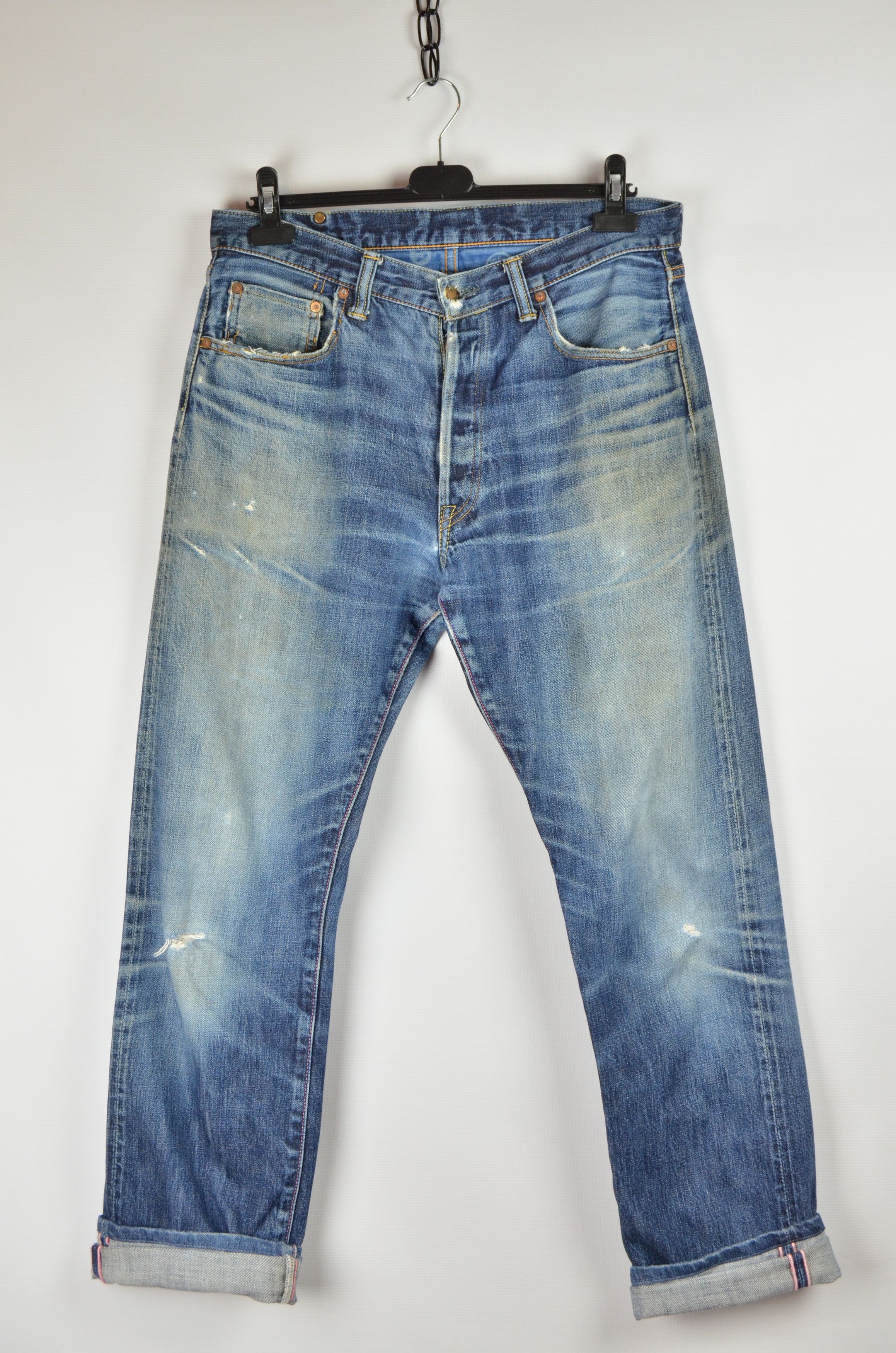 Momotaro Jeans Momotaro Jeans Selvedge Japan Washed Faded Light Blue Denim Size US 32 / EU 48 - 2 Thumbnail