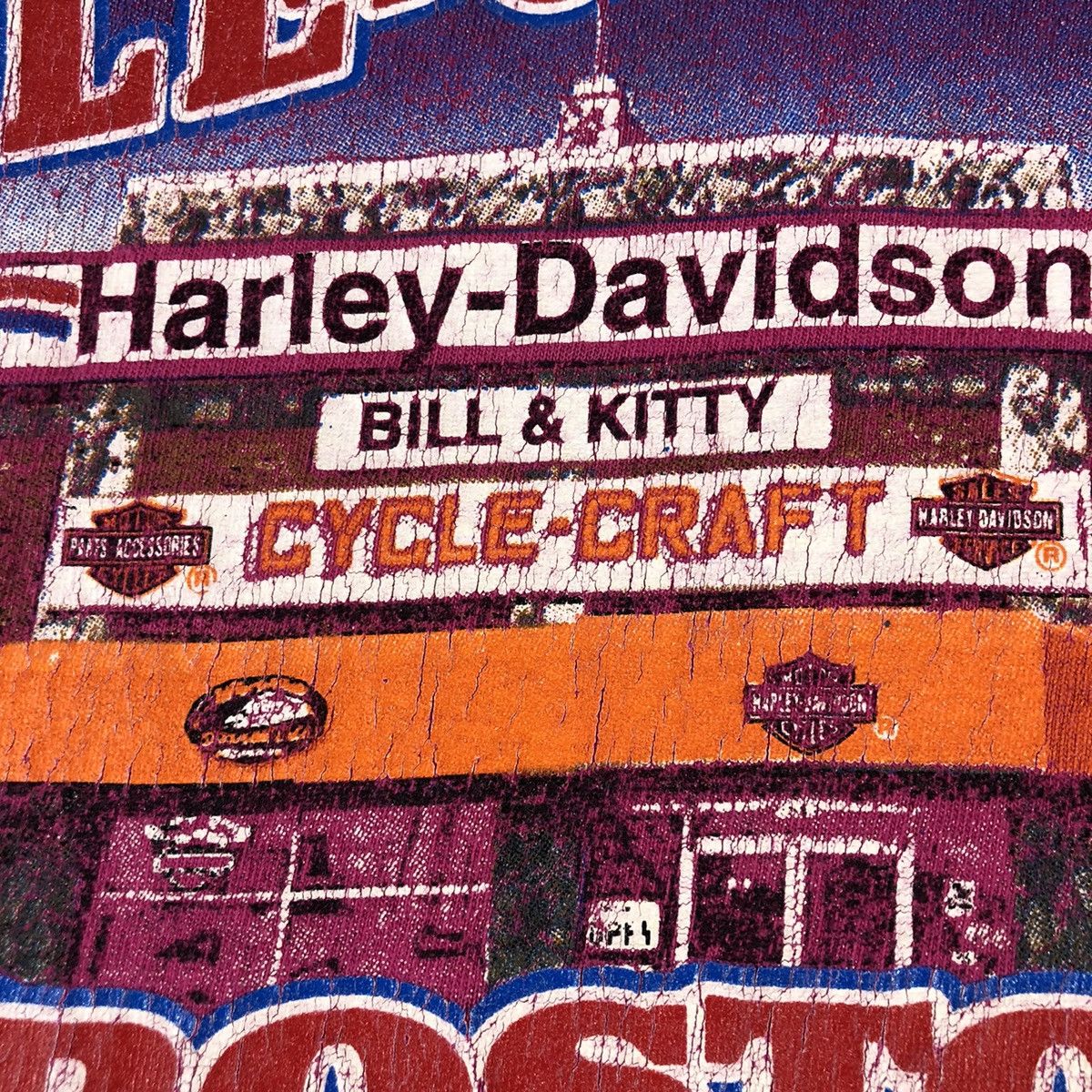 Harley Davidson Harley Davidson Cycle & Craft Boston 1994 Vintage Pink Tee Size US XL / EU 56 / 4 - 5 Thumbnail