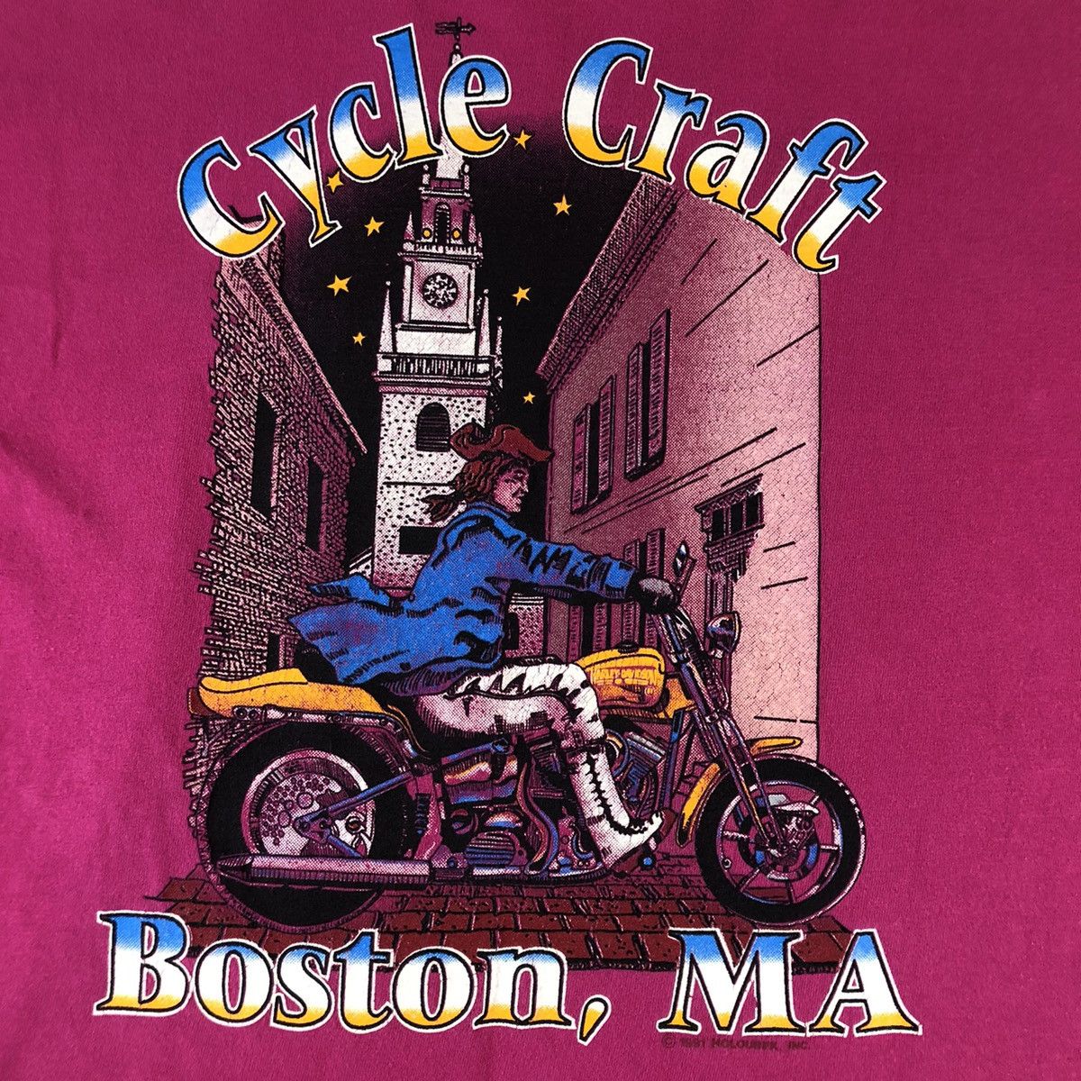 Harley Davidson Harley Davidson Cycle & Craft Boston 1994 Vintage Pink Tee Size US XL / EU 56 / 4 - 8 Thumbnail