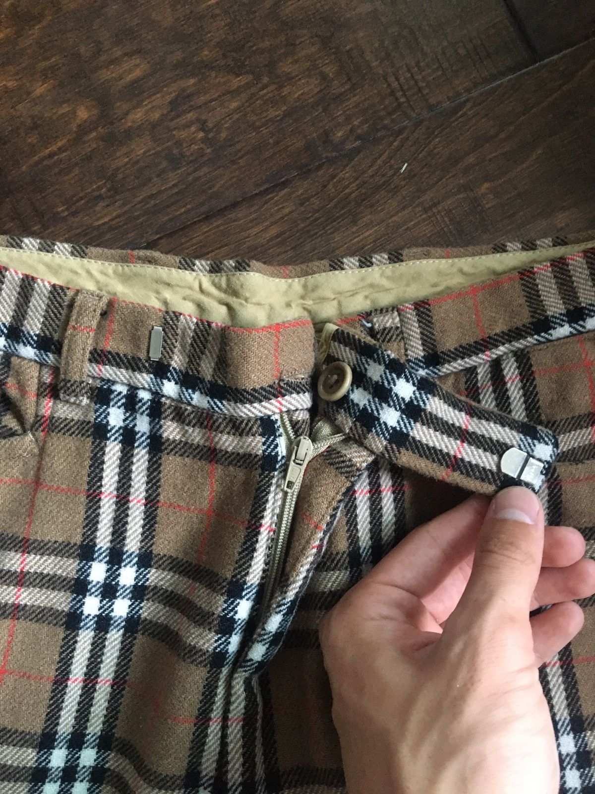 Designer × Japanese Brand × Vintage Vintage wool “Burberry” inspired plaid style pants tan Size US 30 / EU 46 - 2 Thumbnail