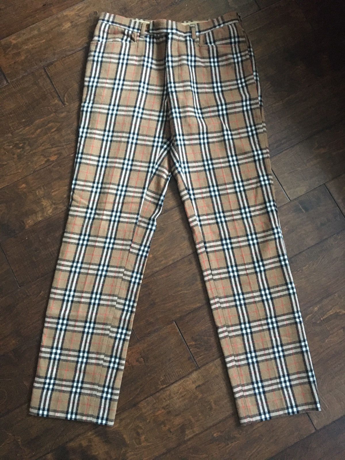 Designer × Japanese Brand × Vintage Vintage wool “Burberry” inspired plaid style pants tan Size US 30 / EU 46 - 1 Thumbnail