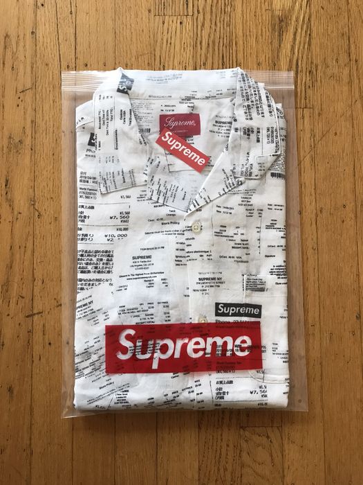 supreme Receipts Rayon S/S Shirt XL ホワイト