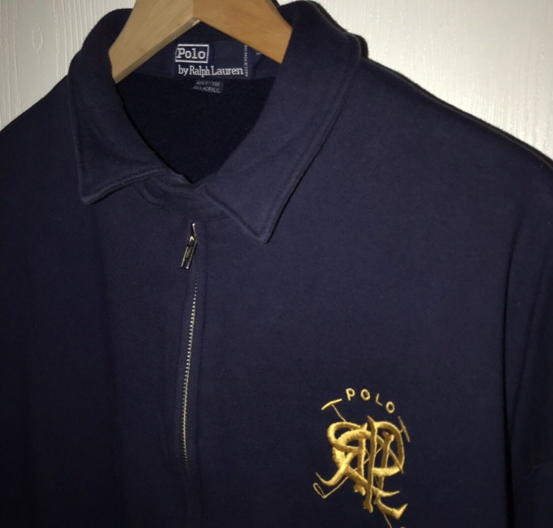 Polo Ralph Lauren × Vintage Polo Ralph Lauren 90s Zip Up Scribble Gold Size US XL / EU 56 / 4 - 2 Thumbnail