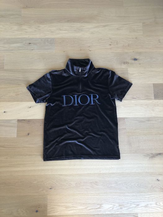 Dior DIOR Velour Zip Neck T Shirt Grailed