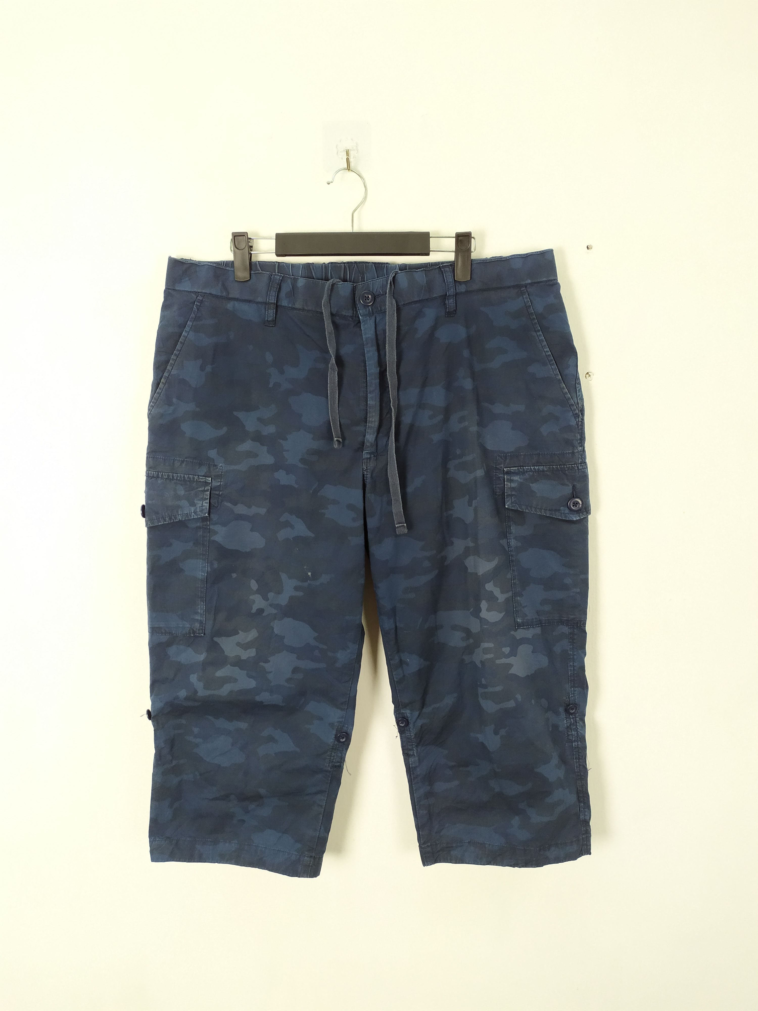 Japanese Brand Japanese Blue Camo Cropped Cargo Pants Drawstring waist Size US 36 / EU 52 - 1 Thumbnail