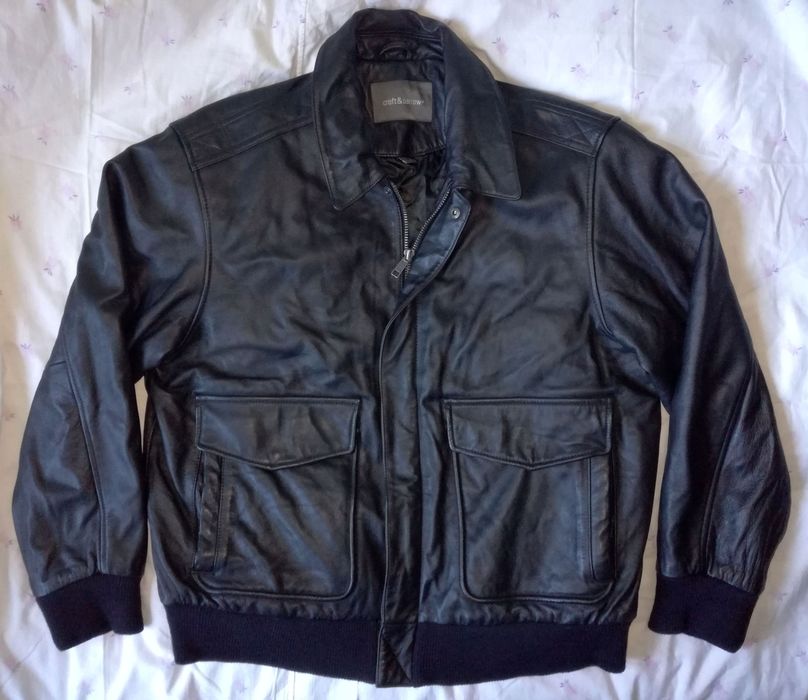 Croft & Barrow KOHL'S Type A2 Flyer's Pilot Black Leather Bomber