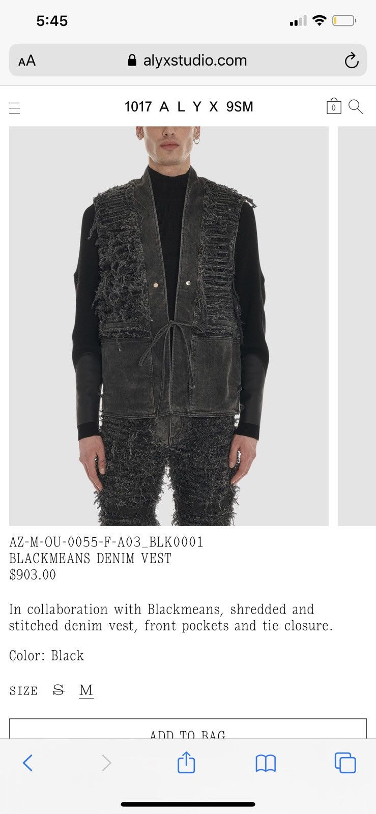 1017 ALYX 9SM Alyx x Blackmeans Denim Vest Size US S / EU 44-46 / 1 - 1 Thumbnail