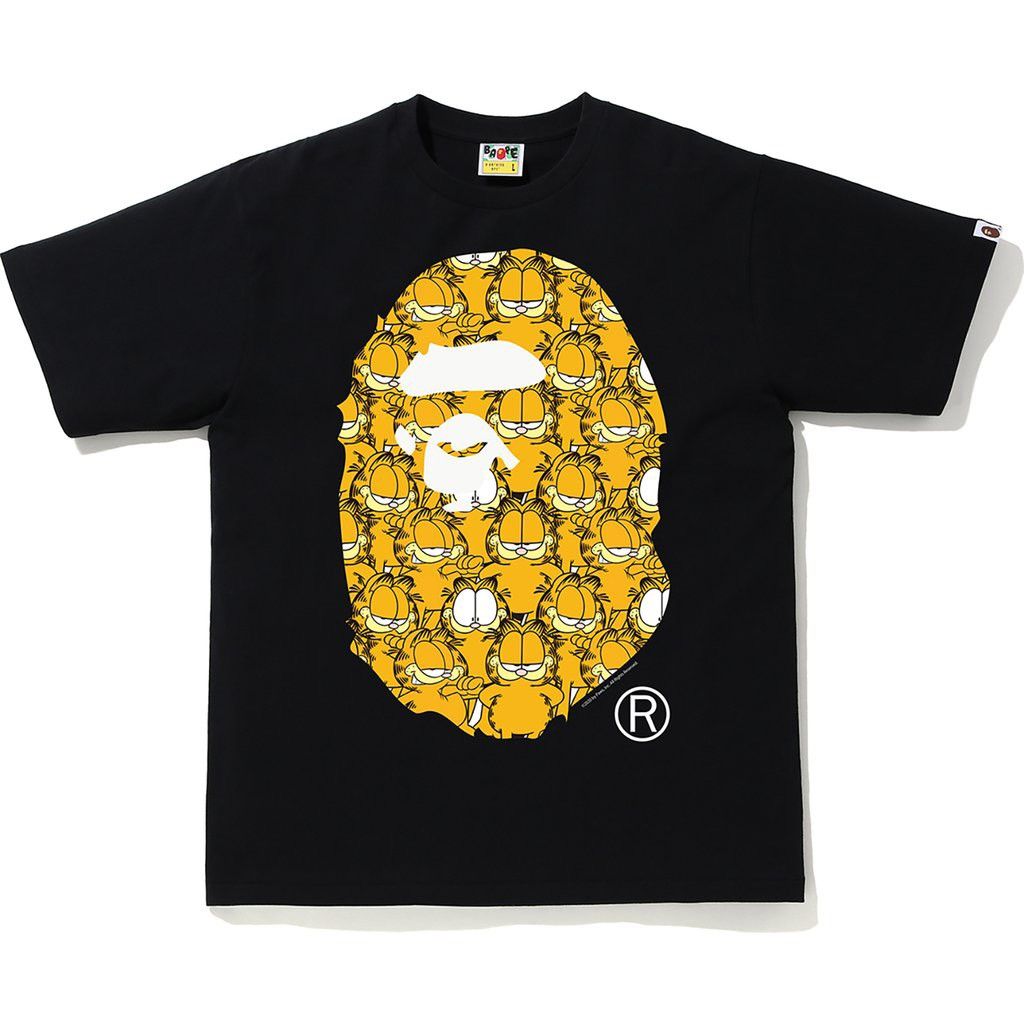 image of Bape X Garfield Ape Head Tee 6 in Black, Men's (Size XL)