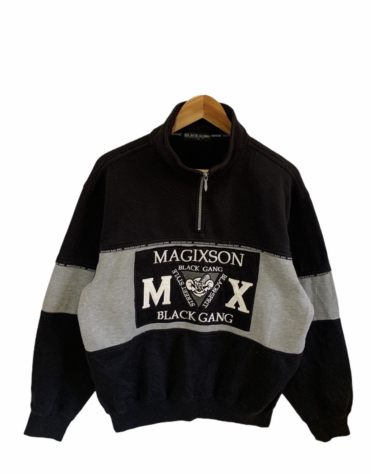 Vintage vintage magixson black gang sweatshirt half zipped Size US XL / EU 56 / 4 - 1 Thumbnail