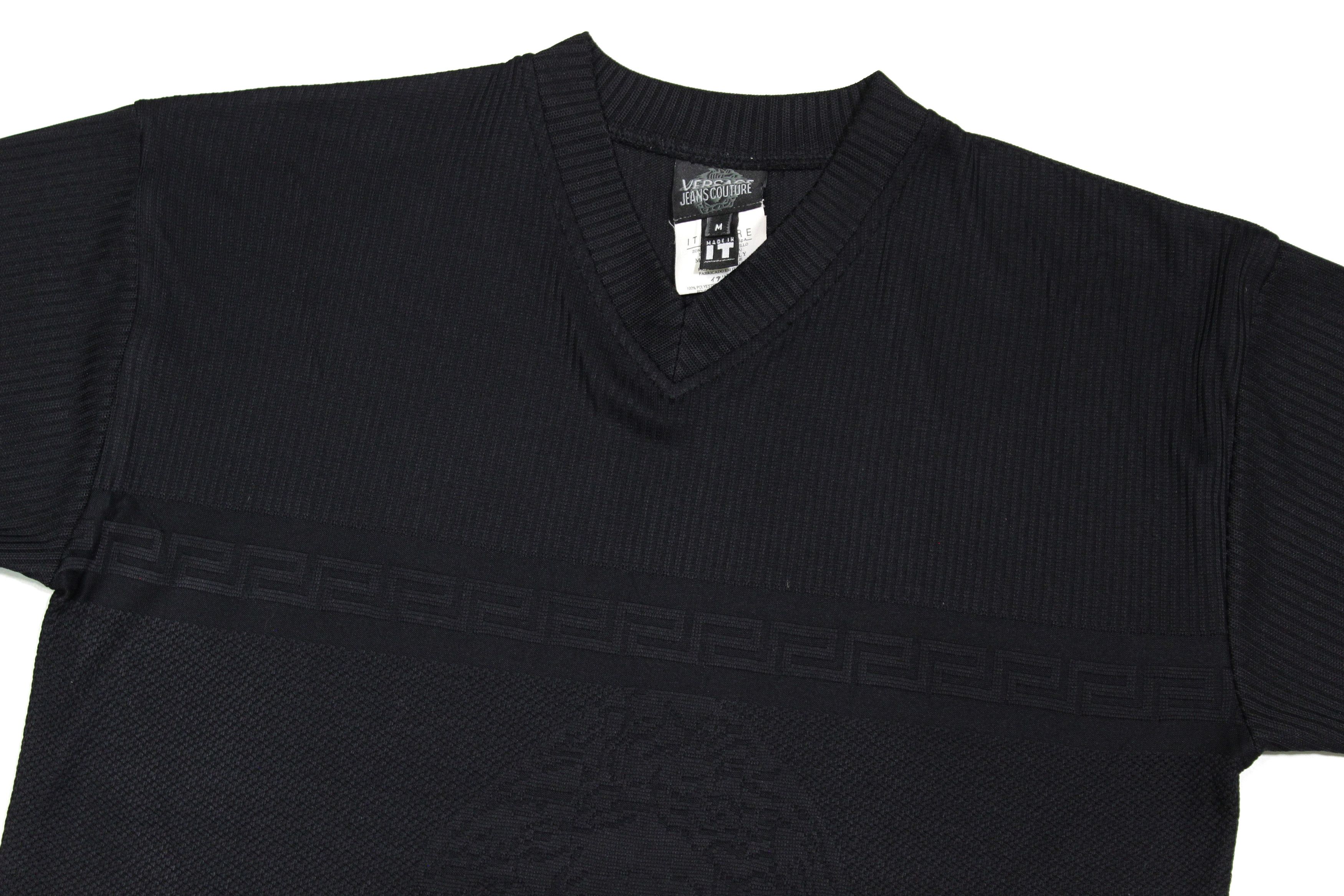 Versace 90S Medusa Big Logo Ribbed Polyester T-Shirt Vintage Size US M / EU 48-50 / 2 - 4 Thumbnail