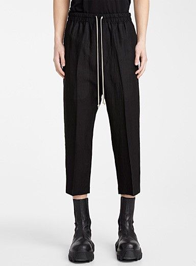 image of Rick Owens Tecuatl Ss20 Cropped Trousers in Black, Men's (Size 30)