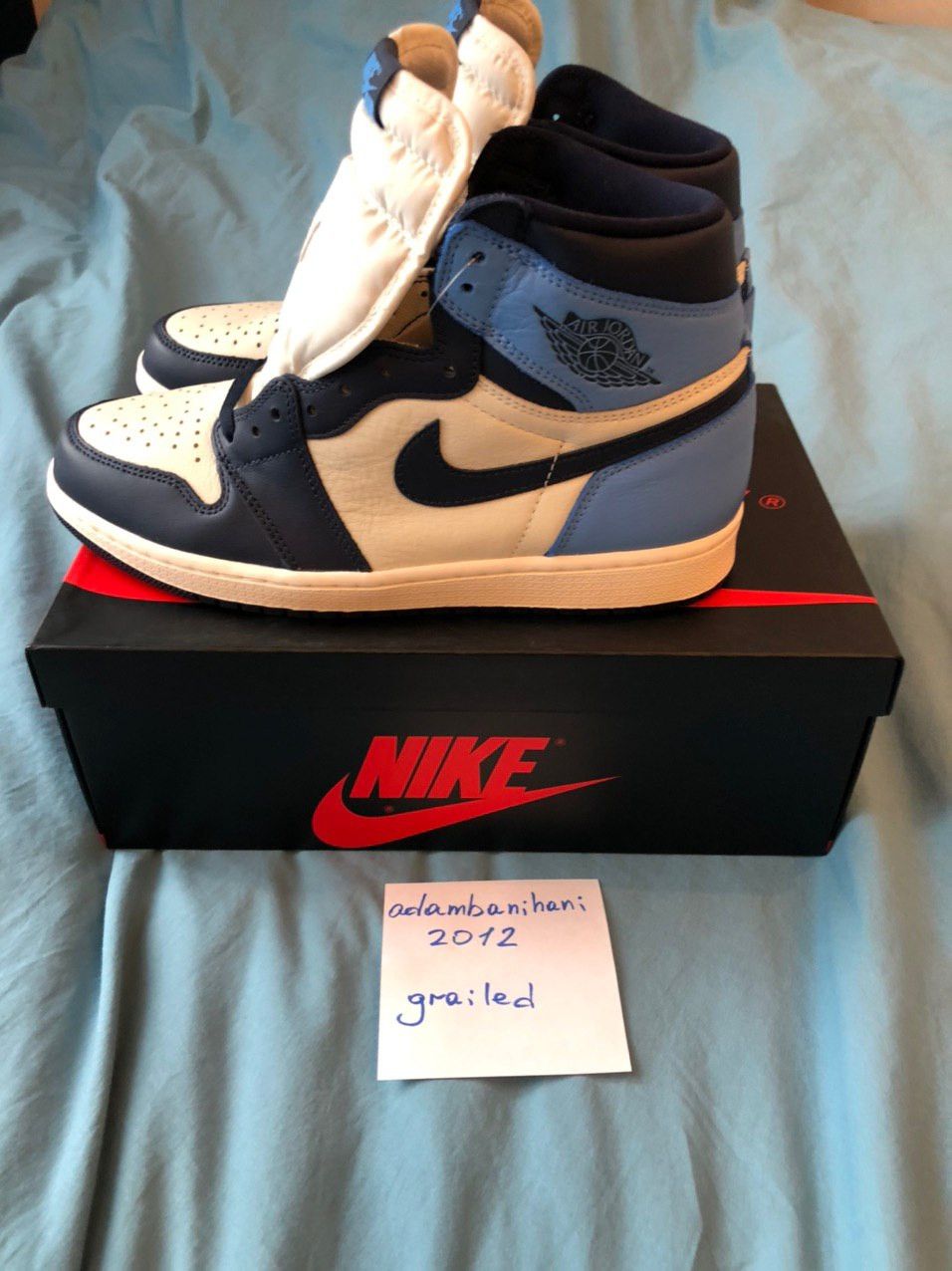 Jordan Brand × Nike Air Jordan 1 Retro High OG Obsidian Size US 9.5 / EU 42-43 - 4 Thumbnail