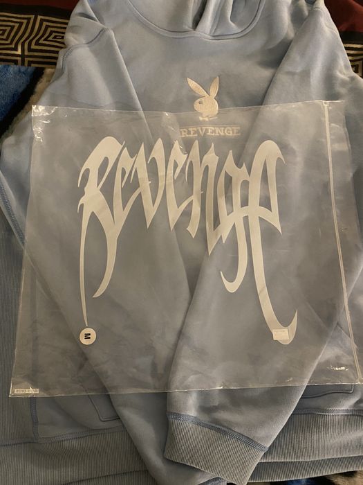 Revenge Revenge Playboy Baby Blue Embroidered trademark hoodie