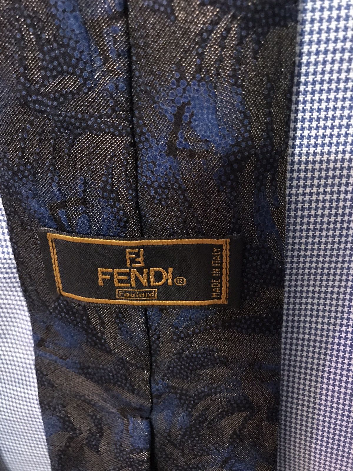 Fendi Floral shimmer silk tie (Royal,Grey, Black) Size ONE SIZE - 5 Thumbnail