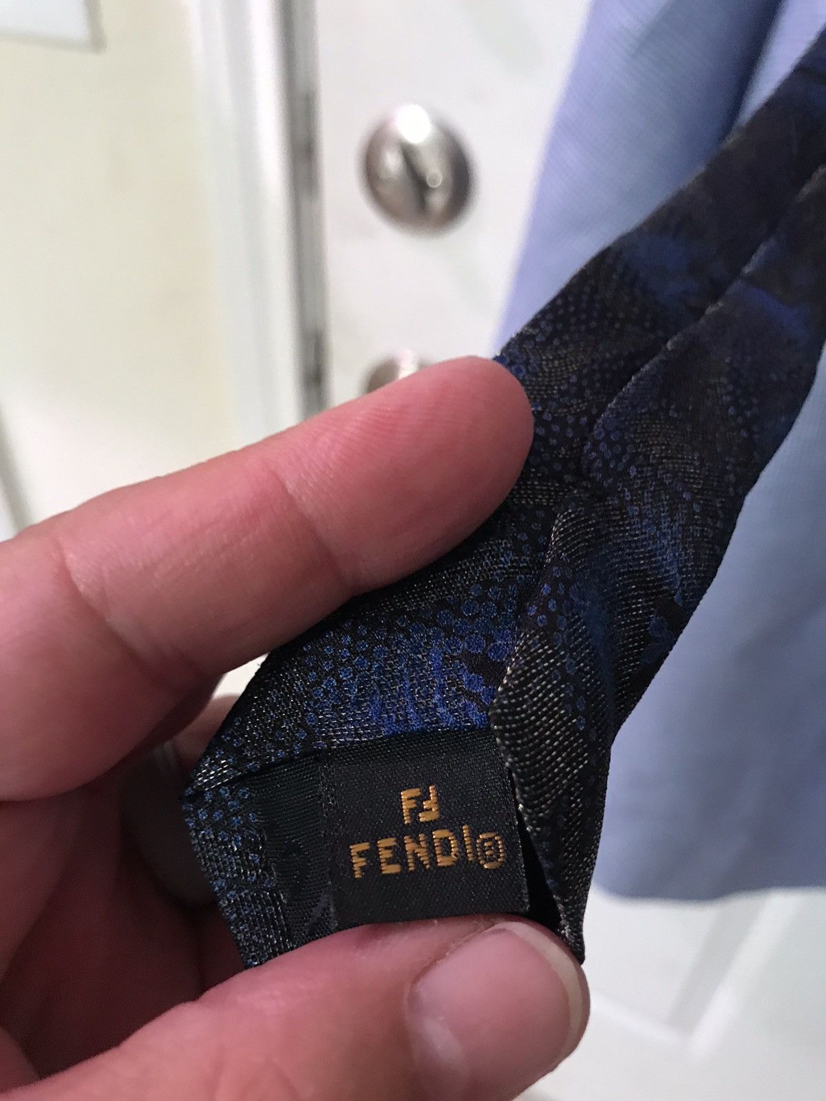 Fendi Floral shimmer silk tie (Royal,Grey, Black) Size ONE SIZE - 6 Thumbnail