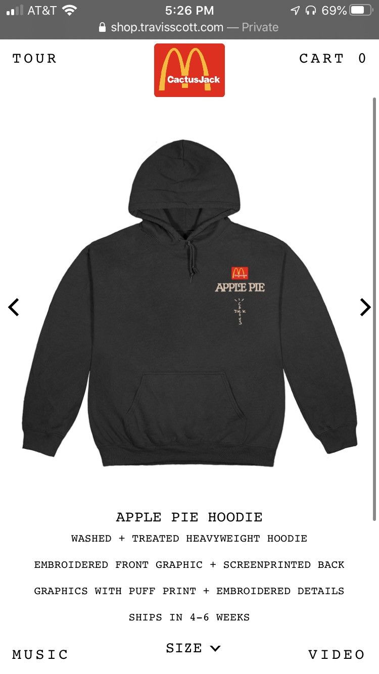 パーカー・フーディ Travis Scott x McDonald's Apple Pie Hoodie Travis Scott Mcdonalds Apple Pie Hoodie - JACKETS JUNCTION