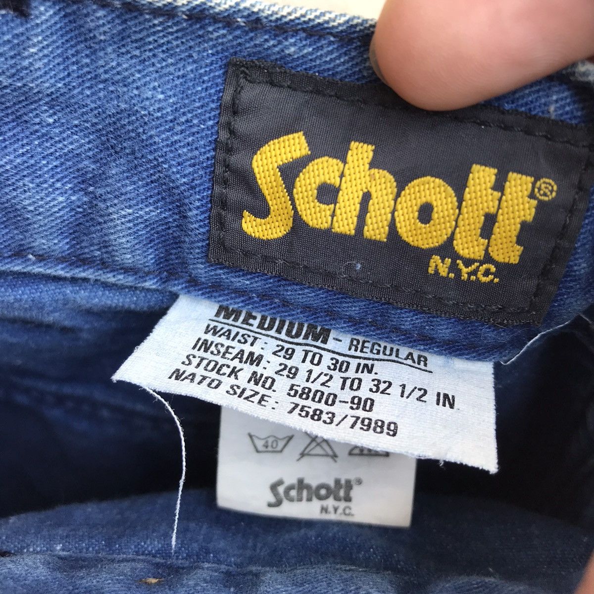 Schott SCHOTT denim cargo pants pocket rare design Size US 29 - 5 Thumbnail