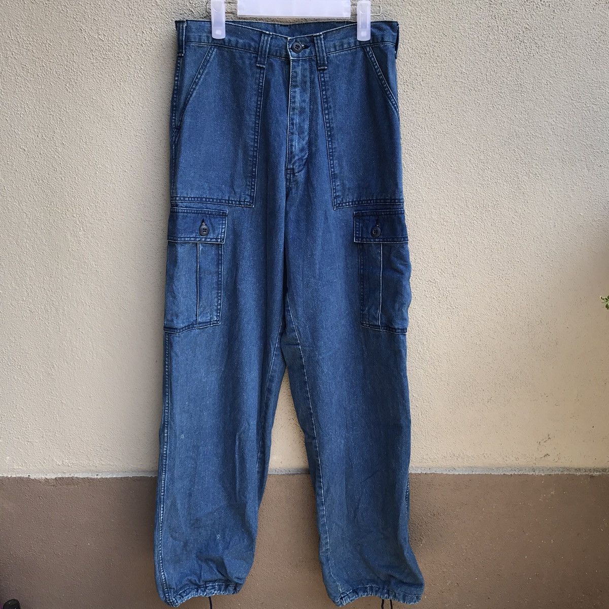 image of Schott Denim Cargo Pants Pocket Design in Blue, Men's (Size 29)