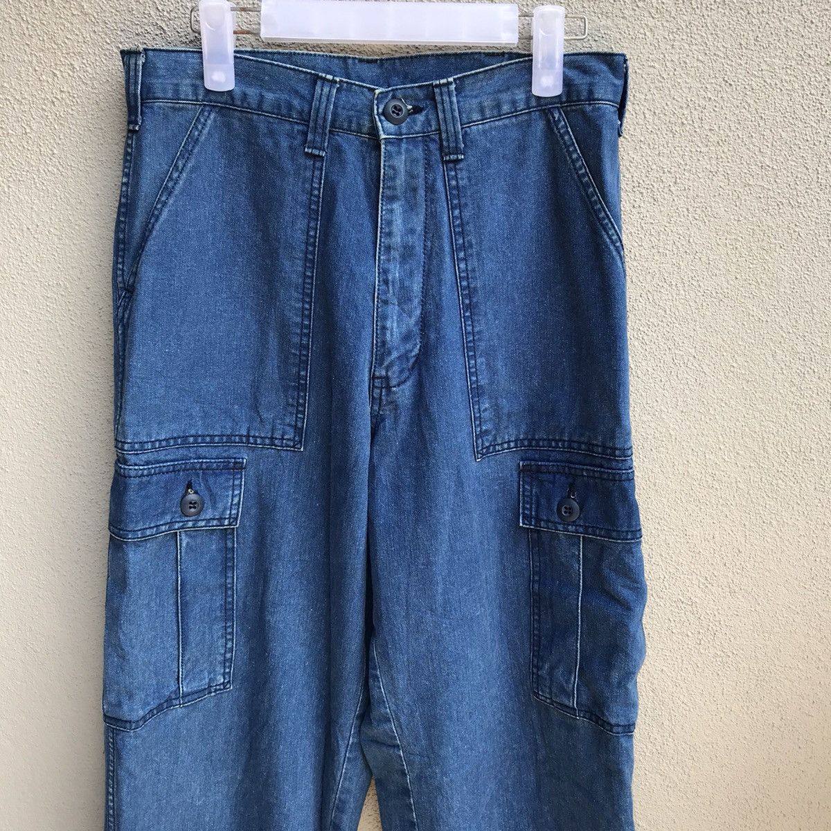 Schott SCHOTT denim cargo pants pocket rare design Size US 29 - 3 Thumbnail