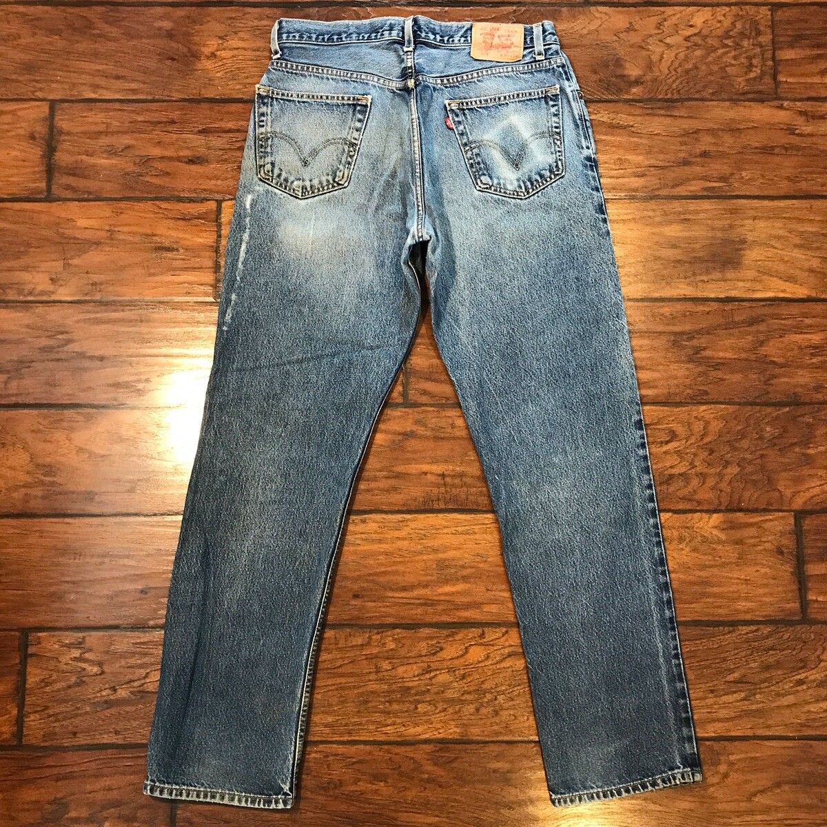 Vintage Vintage 1990’s Levi’s 505 Heavily Distressed Faded Jeans Size US 34 / EU 50 - 3 Thumbnail