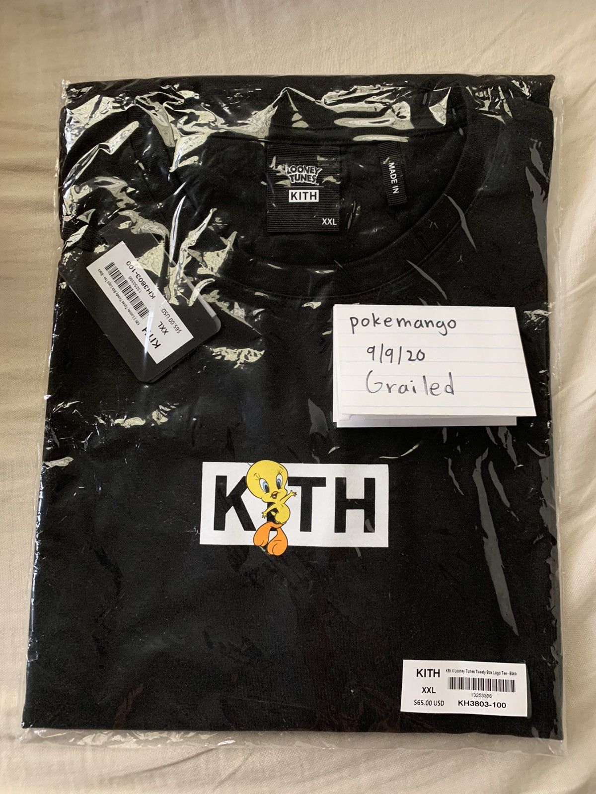 トップス Kith Looney Tunes Tweety Box Logo Tee KITH x Looney Tunes Tweety Classic Logo Tee Black Size