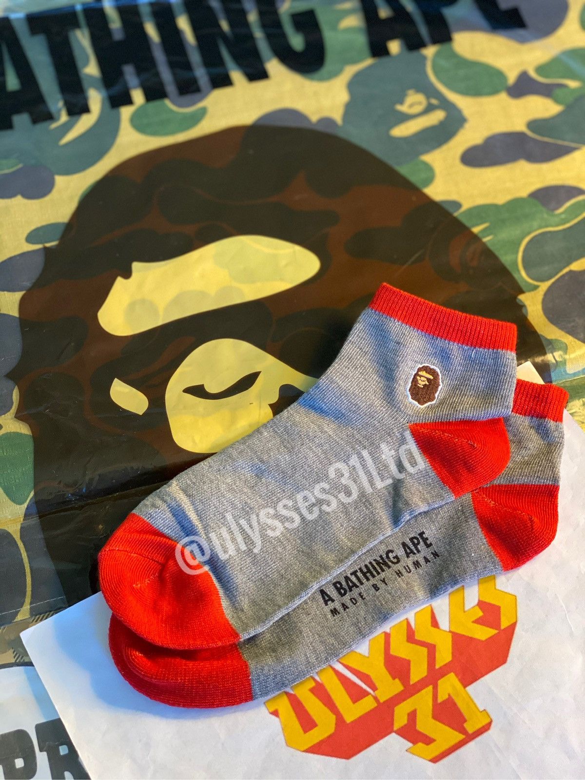 Bape Bape Ape Head Patch Socks New Size ONE SIZE - 1 Thumbnail