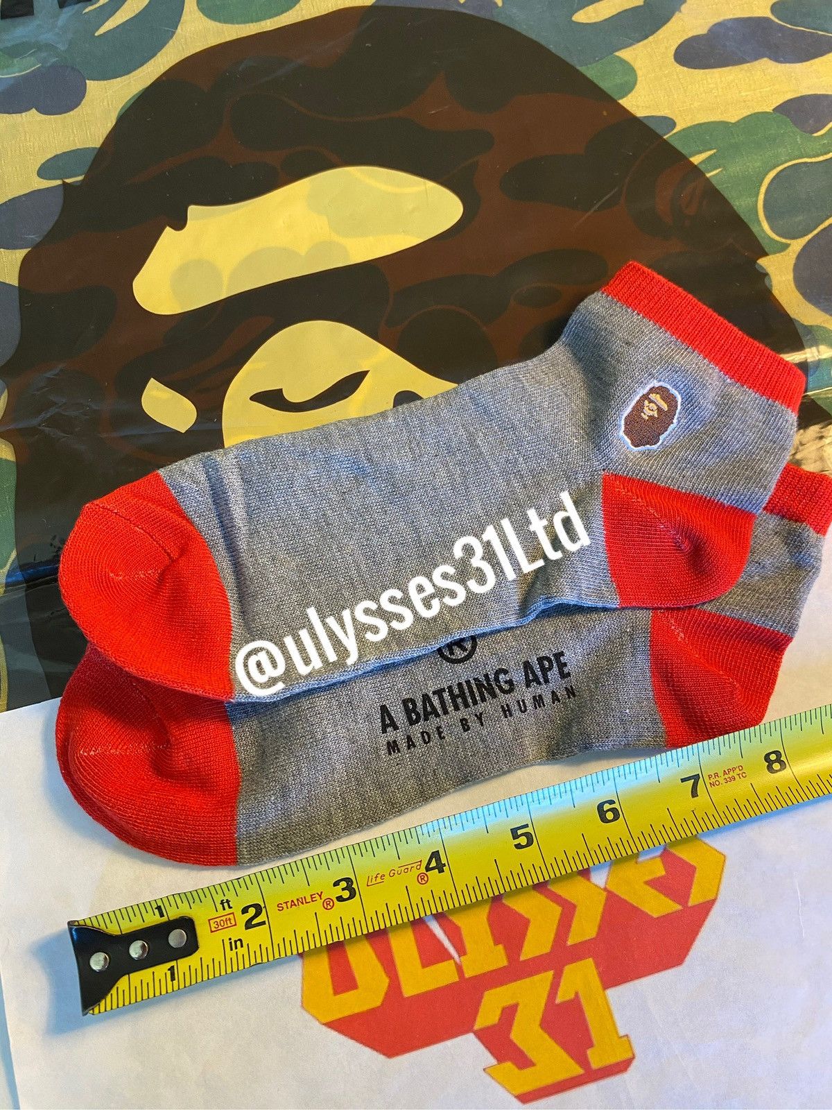 Bape Bape Ape Head Patch Socks New Size ONE SIZE - 7 Thumbnail