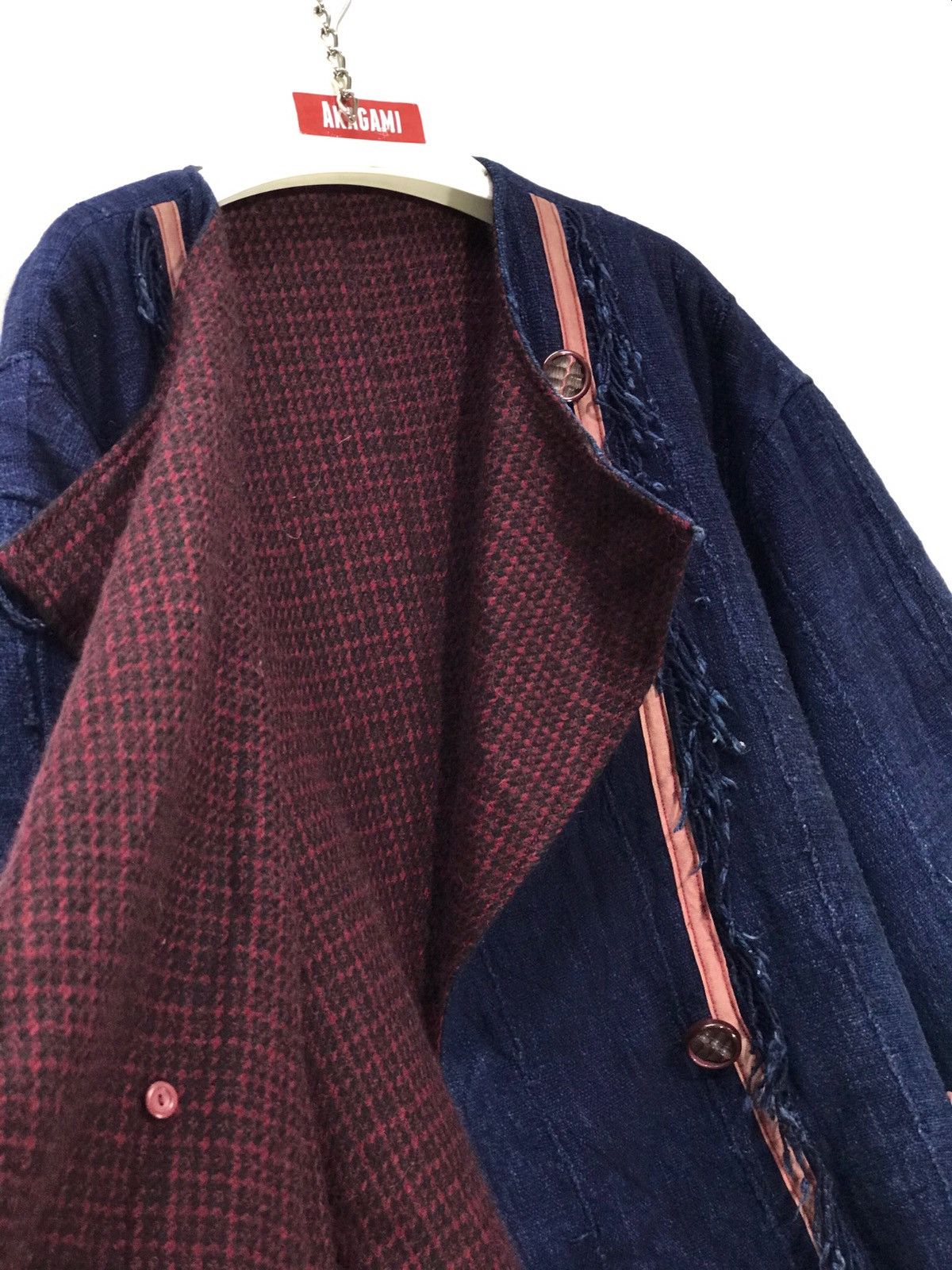 Indigo Indigo Blue Hagi Asymmetric Jacket Woven Cotton 36🟩 Size US M / EU 48-50 / 2 - 6 Thumbnail