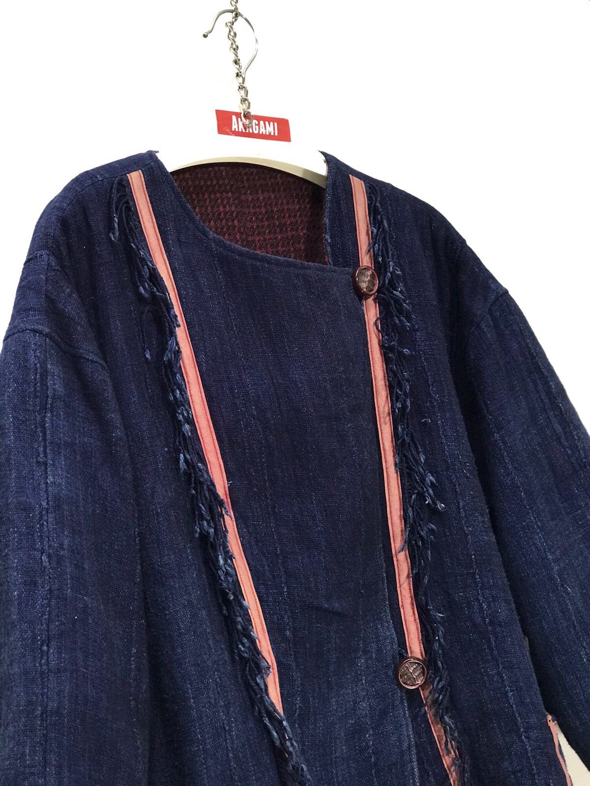 Indigo Indigo Blue Hagi Asymmetric Jacket Woven Cotton 36🟩 Size US M / EU 48-50 / 2 - 1 Thumbnail