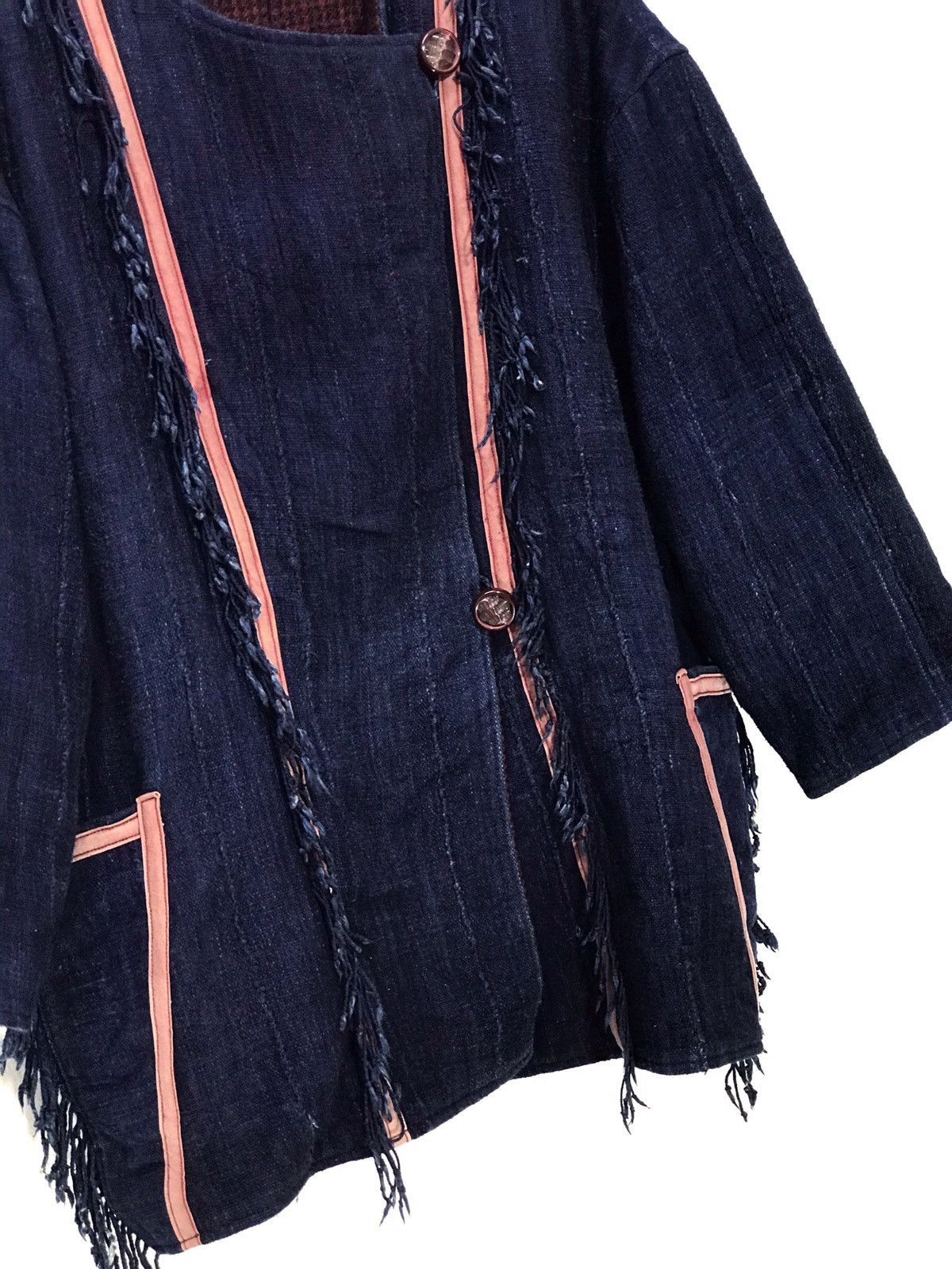 Indigo Indigo Blue Hagi Asymmetric Jacket Woven Cotton 36🟩 Size US M / EU 48-50 / 2 - 3 Thumbnail