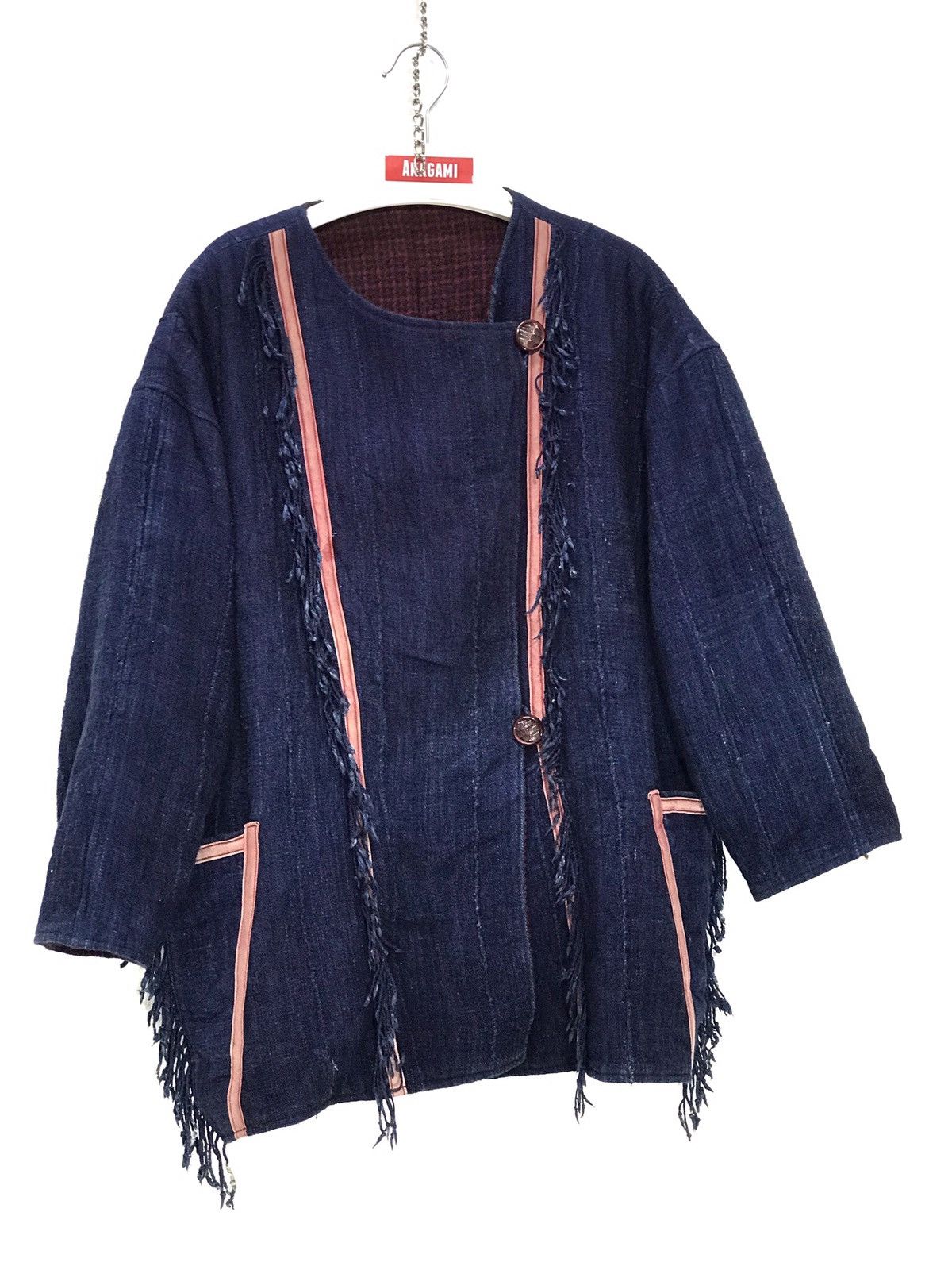 Indigo Indigo Blue Hagi Asymmetric Jacket Woven Cotton 36🟩 Size US M / EU 48-50 / 2 - 2 Thumbnail