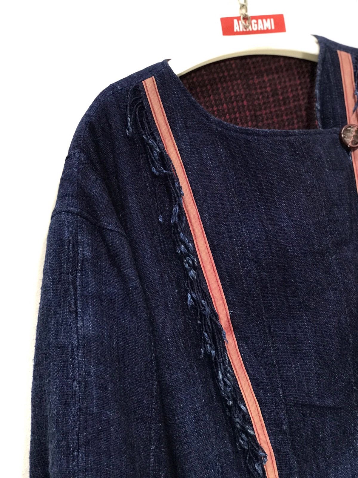 Indigo Indigo Blue Hagi Asymmetric Jacket Woven Cotton 36🟩 Size US M / EU 48-50 / 2 - 5 Thumbnail