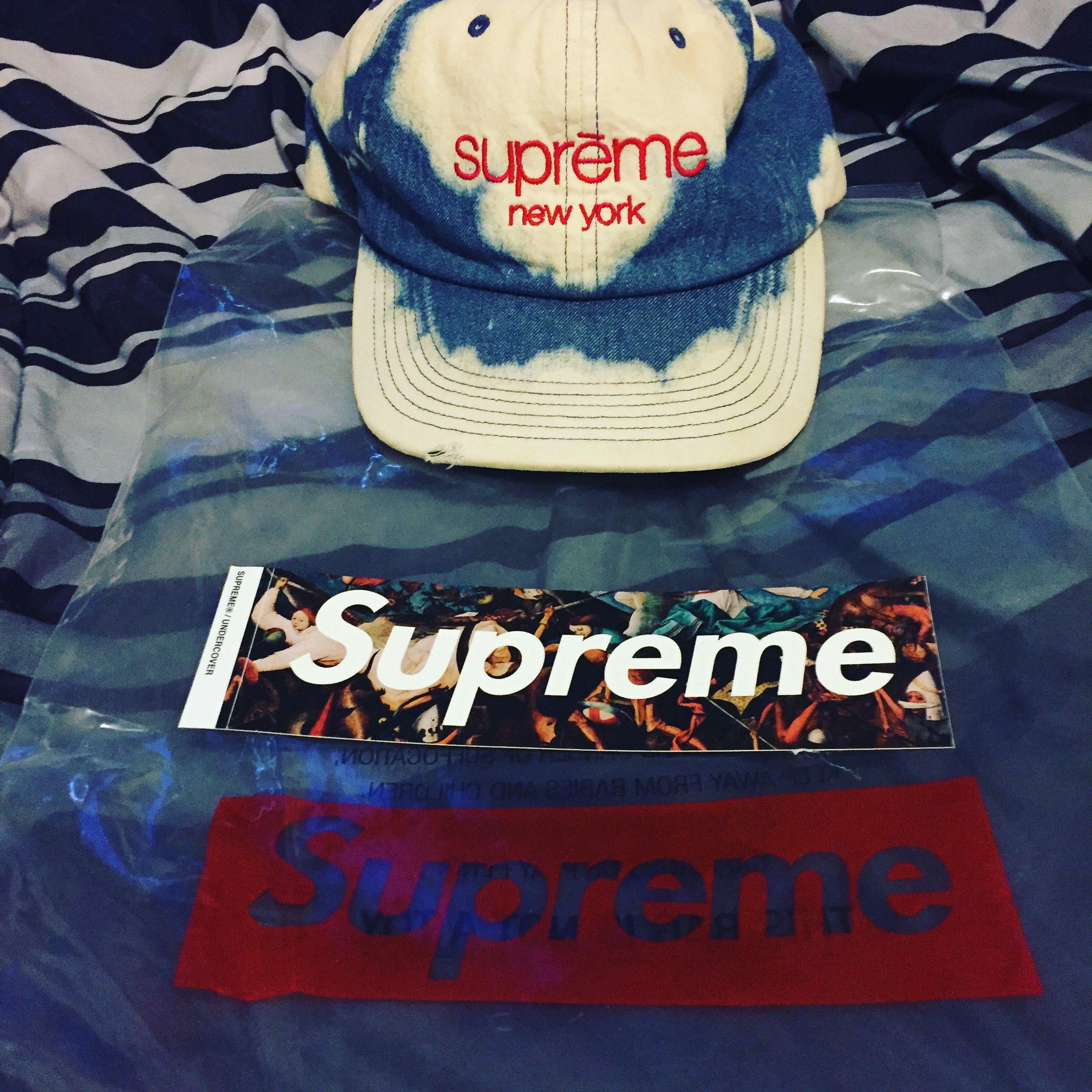 Supreme Supreme bleached denim strapback Grailed