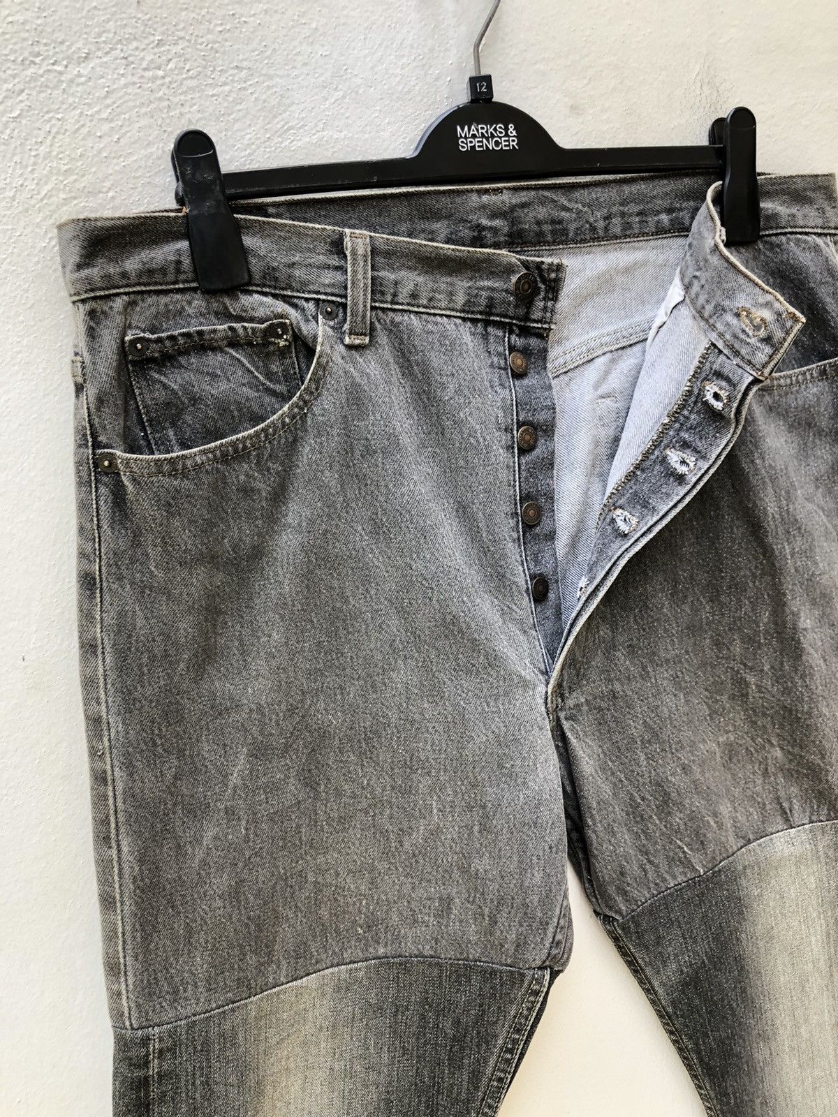 Levi's 80s 90s Levi’s 501 Usa Reconstruct Denim Release Hem Jeans Size US 37 - 3 Thumbnail