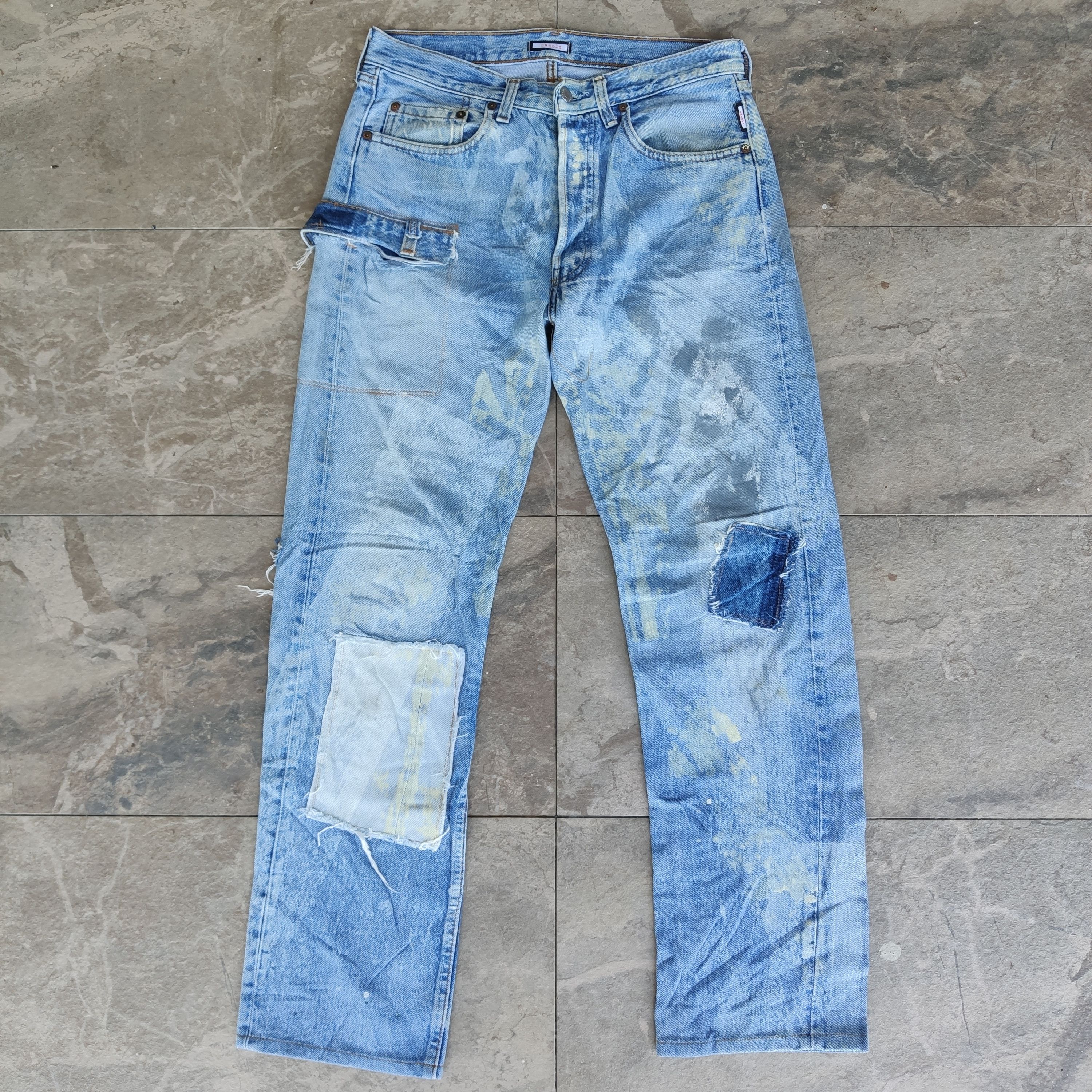 90S LEVI'S STRAUSS SAMPLE MODEL DISTRESSED DESIGN DENIM USA