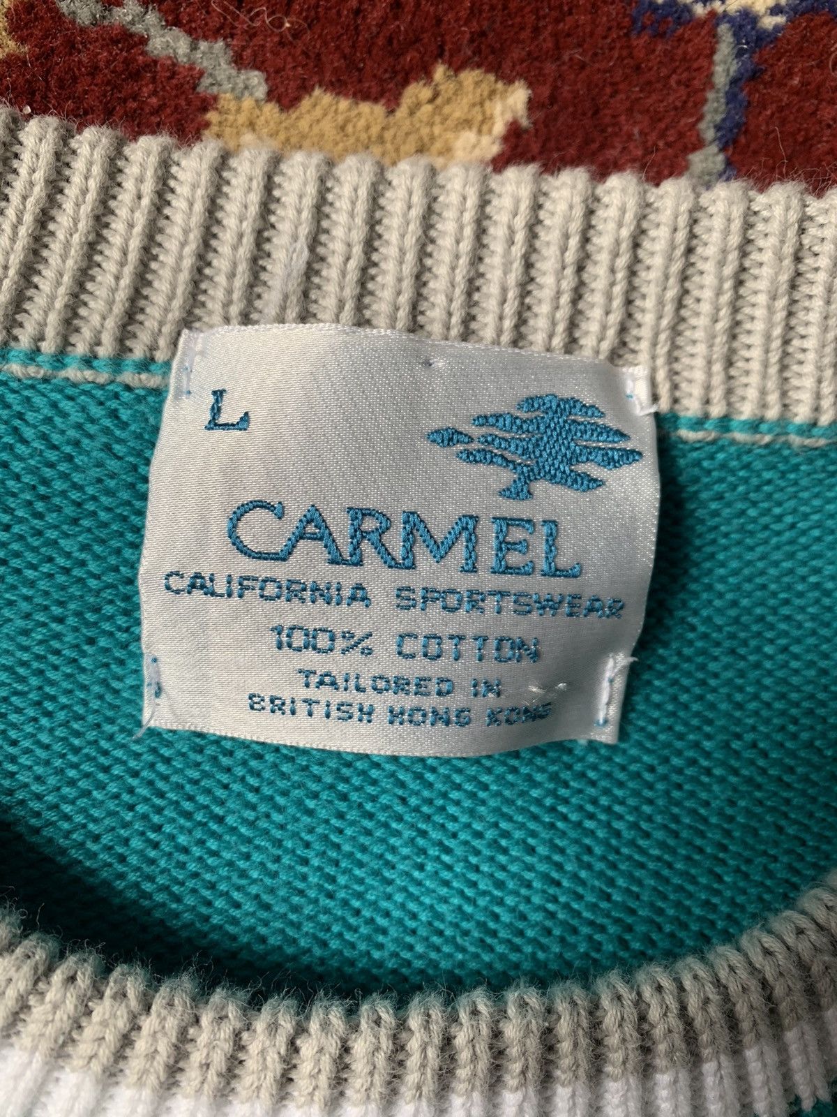 Vintage Carmel 80s Sweater Teal White grey Size US L / EU 52-54 / 3 - 2 Preview