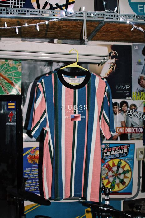 Guess pink and store blue striped shirt