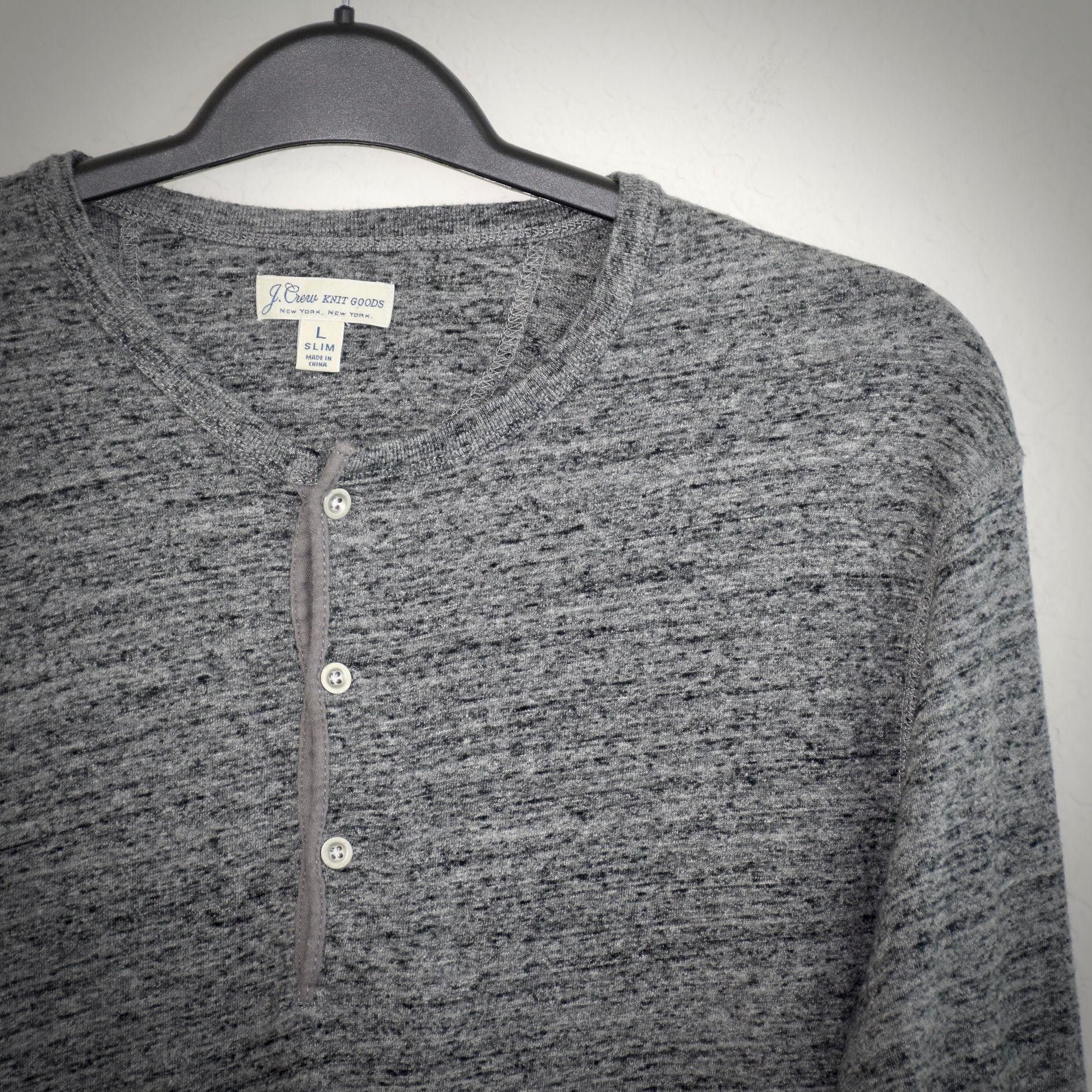 J.Crew J Crew Knit Goods Mens Marled Gray Henley Shirt L Slim Grailed