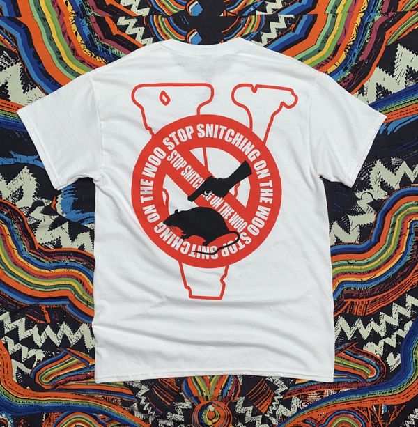 Vlone Vlone x Pop Smoke Stop Snitching T-Shirt White/Red | Grailed