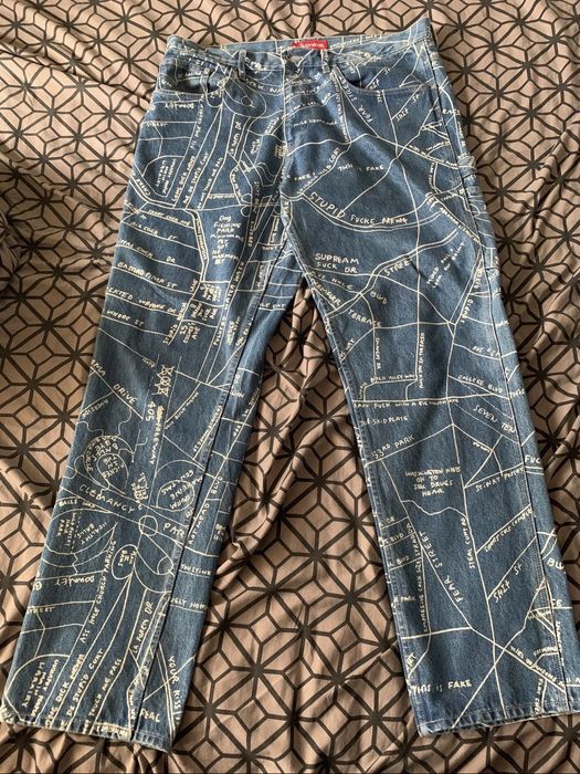 Supreme Supreme gonz map denim painter pant | Grailed