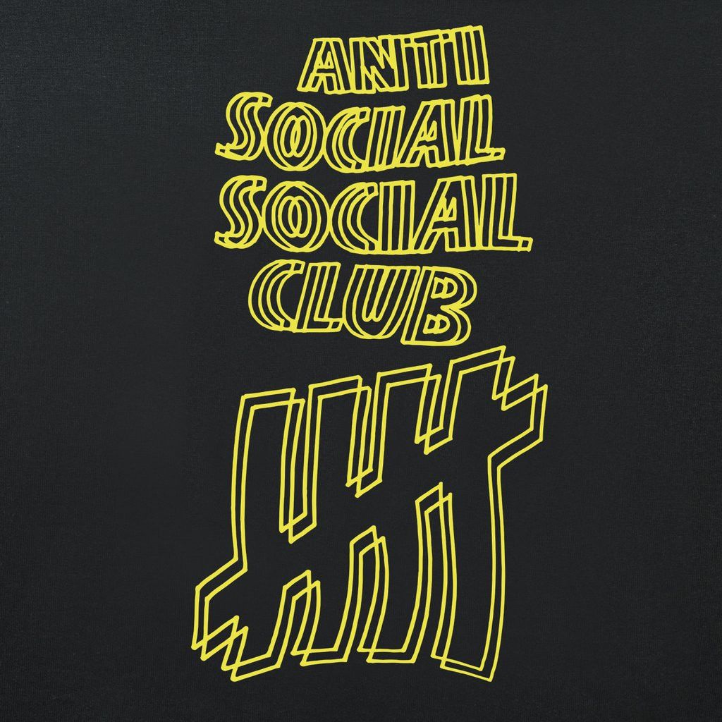 DS FW20 Undefeated x ASSC Yellow Logo Black Hoodie Supreme