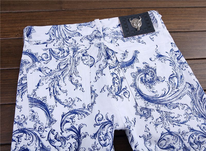 Vintage White printed casual pants Size US 30 / EU 46 - 4 Thumbnail